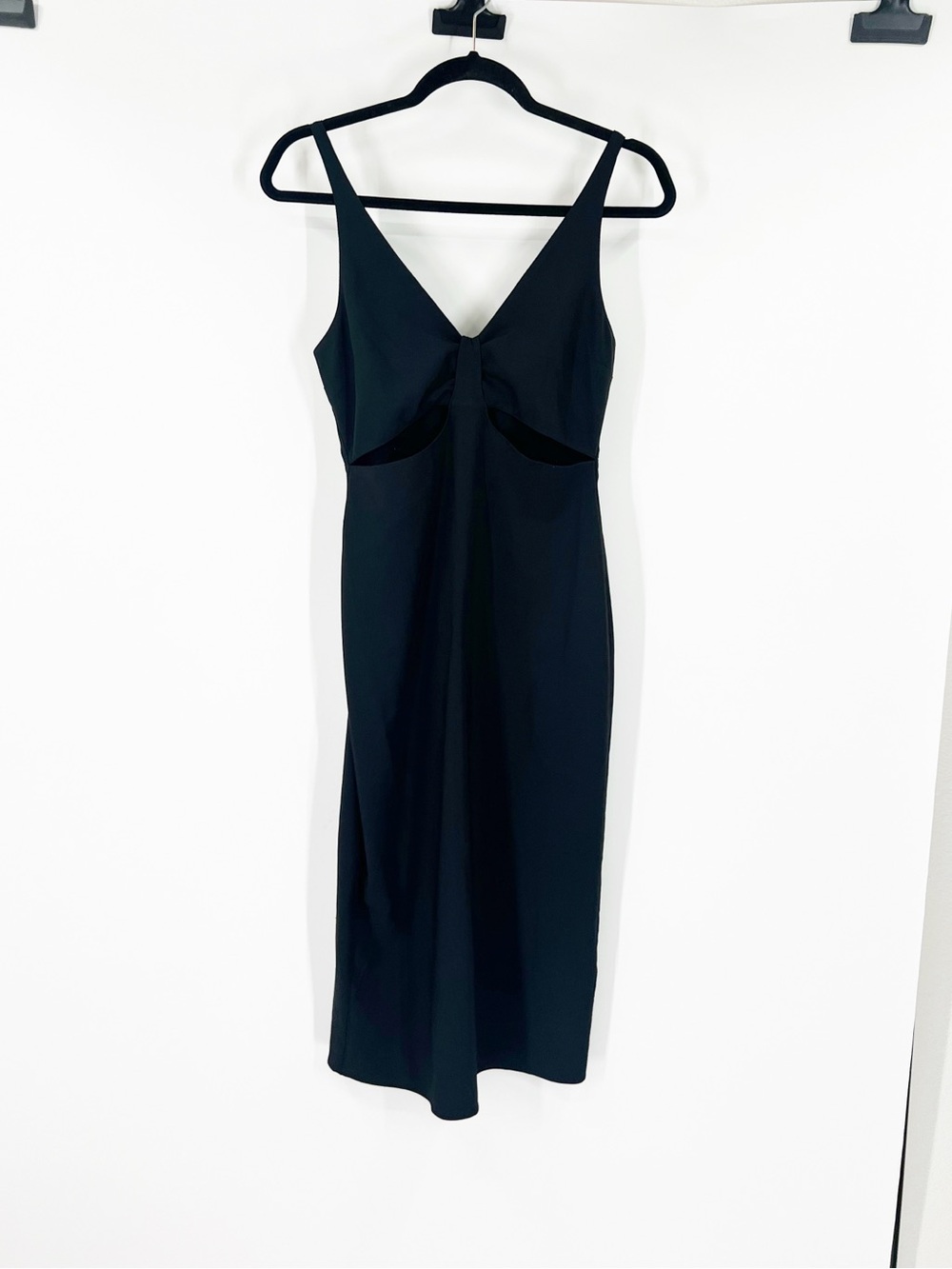 Abercrombie & Fitch Fitted Cutout Midi Dress Black